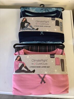 Cuddl Duds 2-Piece Base Layer Sets - Navy, Light Blue & Pink